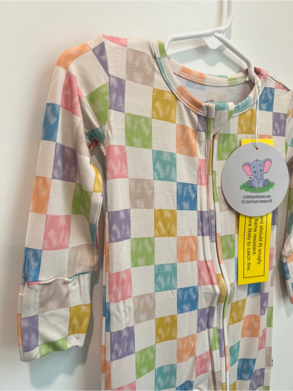 Little Peanut Bamboo Checkered Convertible Zippy Pajamas 6-12M NWT